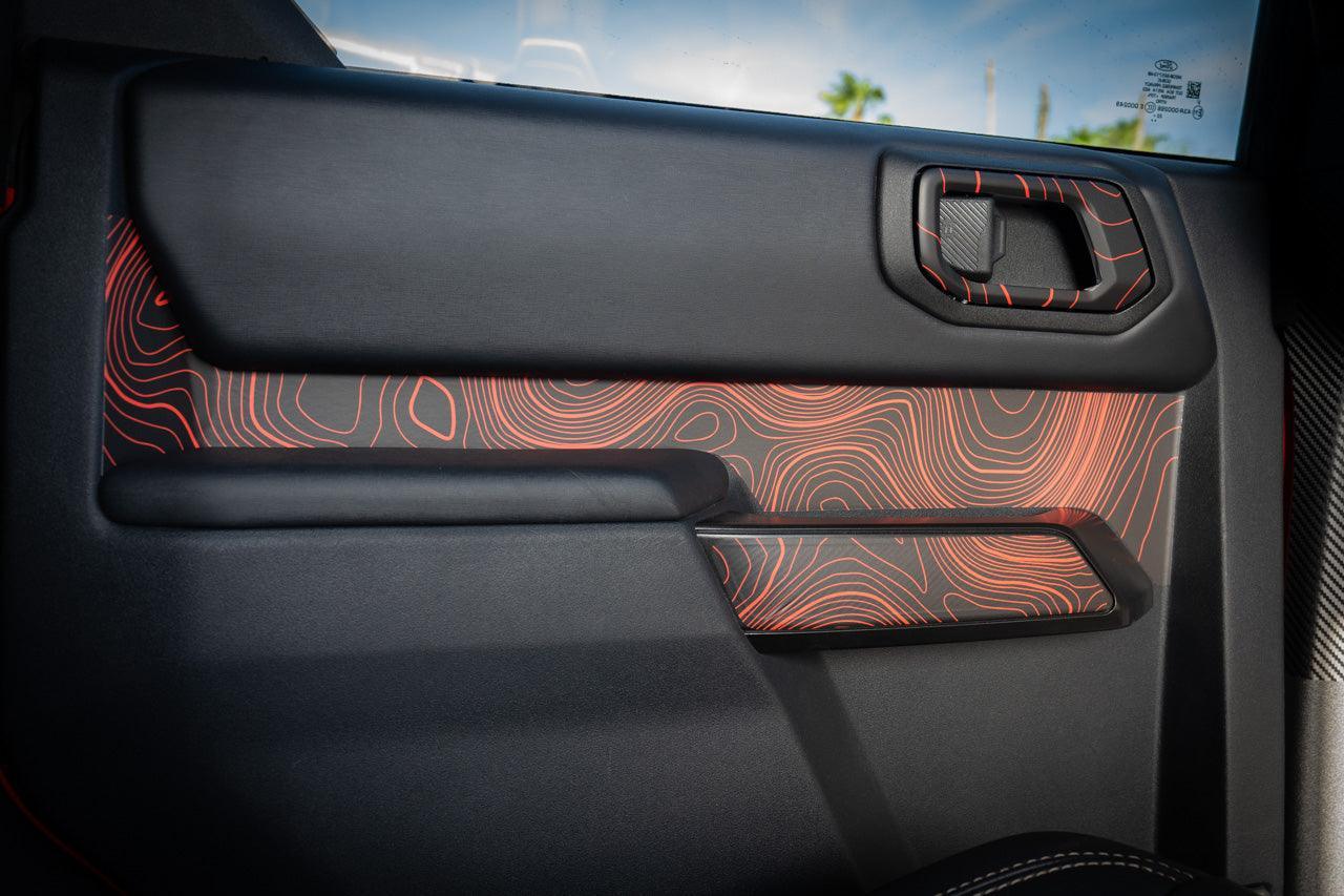 Topo Interior Rear Door Grab Handle Overlay Kit (Printed Series) - 2021+ Bronco 4 Door - 21BRNGRAB4RDR-TPAMBL-21BRNGRAB4RDR-TPA51L-21BRNGRAB4RDR-TPAZL-21BRNGRAB4RDR-TPCGL-21BRNGRAB4RDR-TPCBNL-  DRIVEN - 2