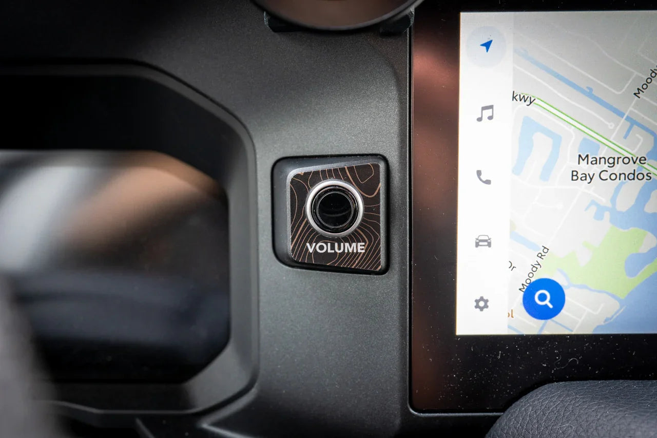 Topographic Volume Button Trim Cover - 2024+ Land Cruiser - 24LC250-VOL-TP.WH-24LC250-VOL-TP.JA-24LC250-VOL-TP.HB-24LC250-VOL-TP.VB-24LC250-VOL-TP.AG-  DRIVEN - 1