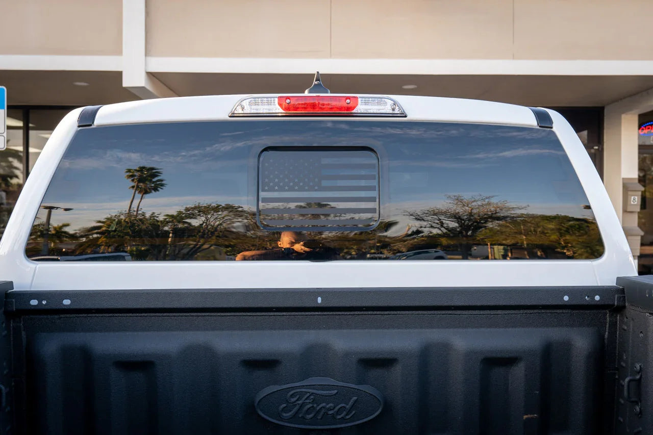 American Flag Rear Window Overlay - 2024+ Ranger w/ Small Center Rear Window - 24RANGERRW-FL-  DRIVEN - 5