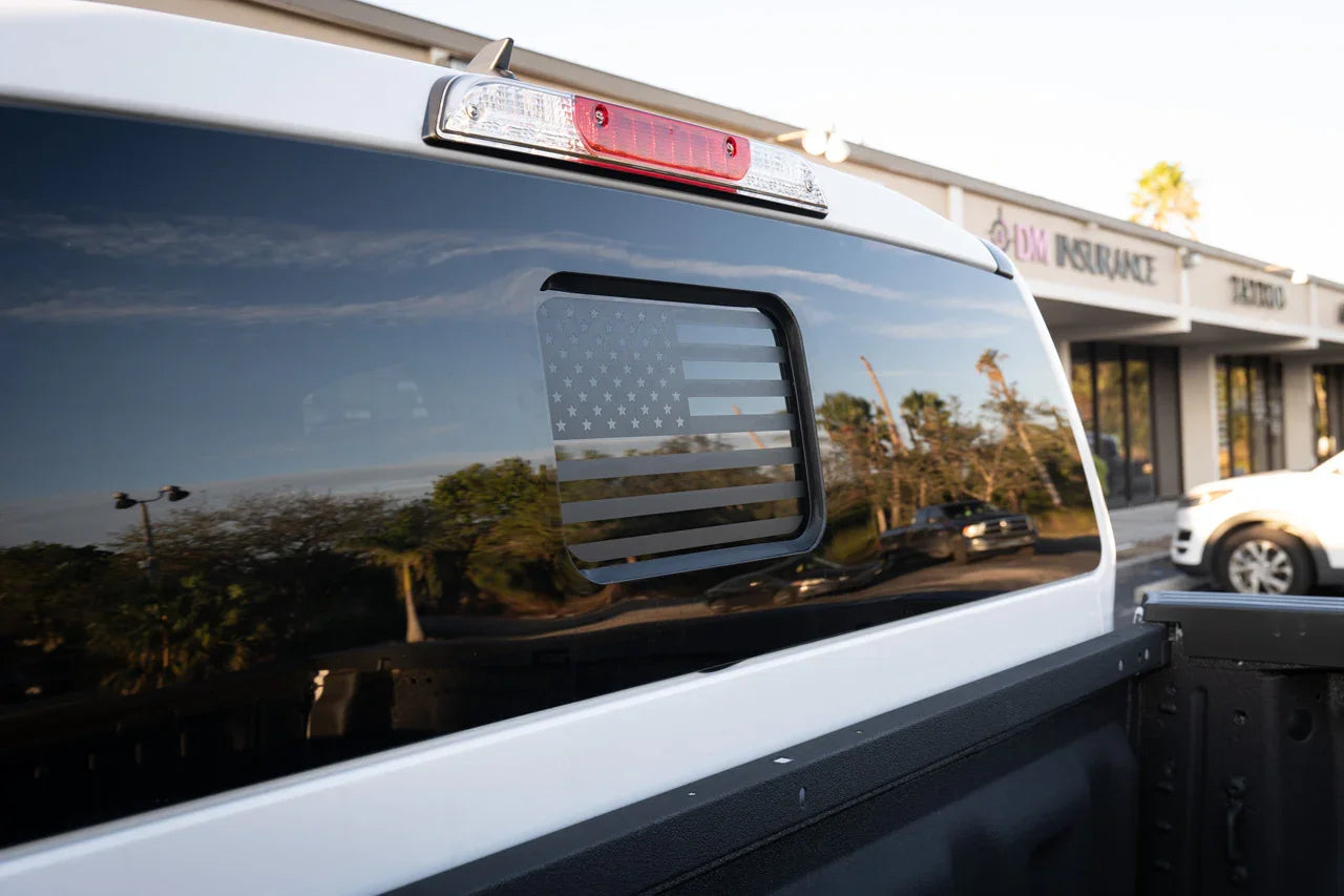 American Flag Rear Window Overlay - 2024+ Ranger w/ Small Center Rear Window - 24RANGERRW-FL-  DRIVEN - 4