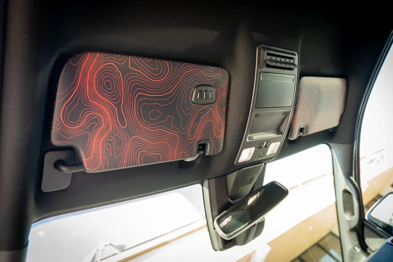 Topographic Interior Sun Visor Overlays - 2024+ Ranger Raptor (with Homelink) - 24RANGERVISORFULL-TPAMBL-24RANGERVISORFULL-TPA51L-24RANGERVISORFULL-TPAZL-24RANGERVISORFULL-TPBOL-24RANGERVISORFULL-TPCGL-  DRIVEN - 5