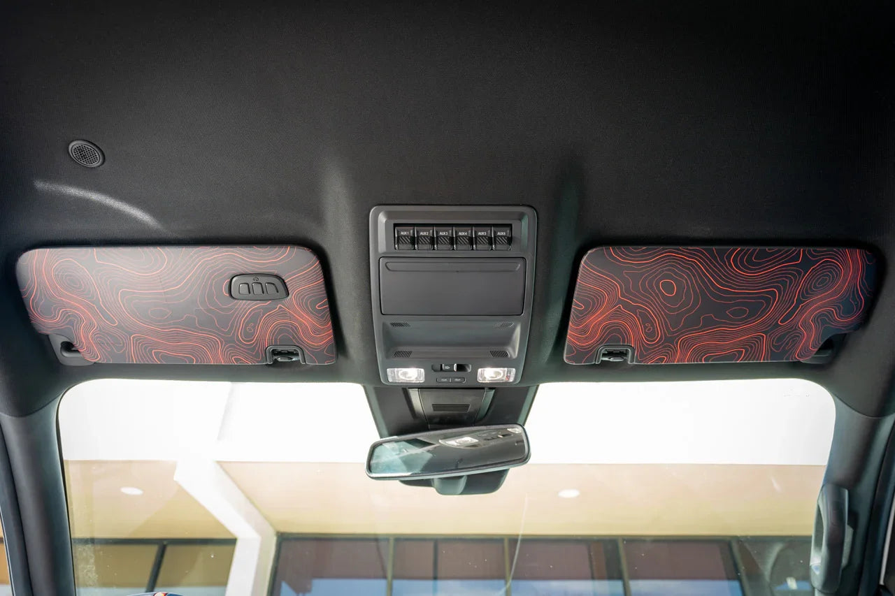 Topographic Interior Sun Visor Overlays - 2024+ Ranger Raptor (with Homelink) - 24RANGERVISORFULL-TPAMBL-24RANGERVISORFULL-TPA51L-24RANGERVISORFULL-TPAZL-24RANGERVISORFULL-TPBOL-24RANGERVISORFULL-TPCGL-  DRIVEN - 4