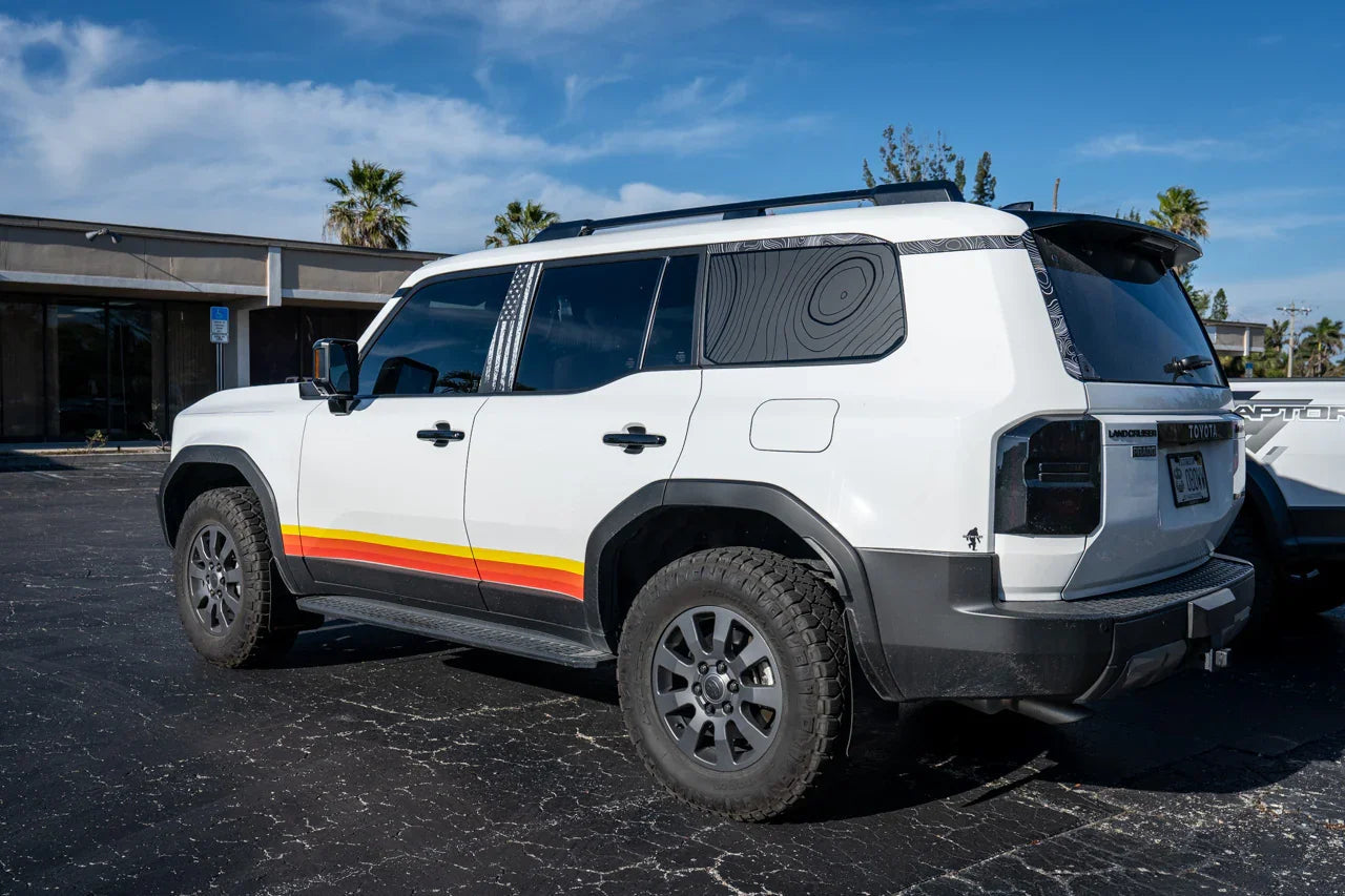 Topographic Rear Window Overlay V2 - 2024+ Land Cruiser - 24LCRWINTP-MB-24LCRWINTP-GB-24LCRWINTP-GD-24LCRWINTP-RD-24LCRWINTP-WH-  DRIVEN - 2