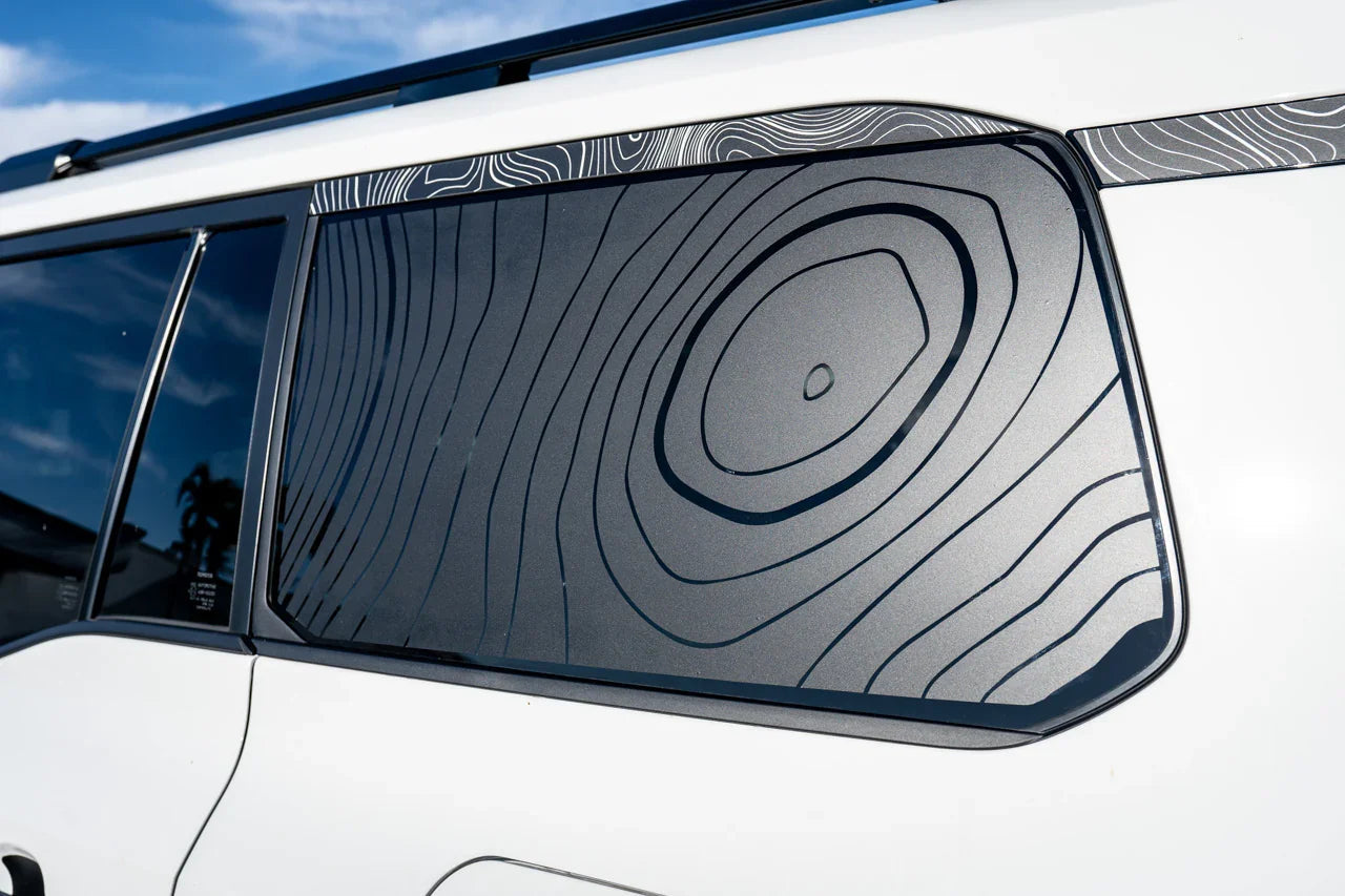 Topographic Rear Window Overlay V2 - 2024+ Land Cruiser - 24LCRWINTP-MB-24LCRWINTP-GB-24LCRWINTP-GD-24LCRWINTP-RD-24LCRWINTP-WH-  DRIVEN - 1