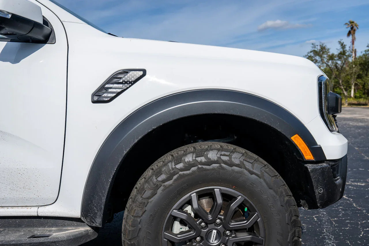 American Flag Fender Vent Overlays - 2024+ Ranger Raptor - 24RANGERRW-FENFL-BW-24RANGERRW-FENFL-CODE-  DRIVEN - 10