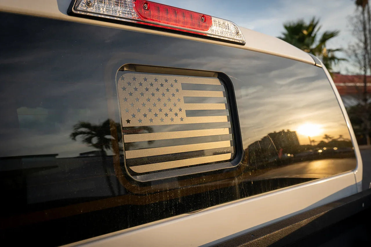 American Flag Rear Window Overlay - 2024+ Ranger w/ Small Center Rear Window - 24RANGERRW-FL-  DRIVEN - 1