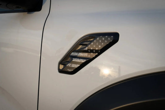 American Flag Fender Vent Overlays - 2024+ Ranger Raptor - 24RANGERRW-FENFL-BW-24RANGERRW-FENFL-CODE-  DRIVEN - 1