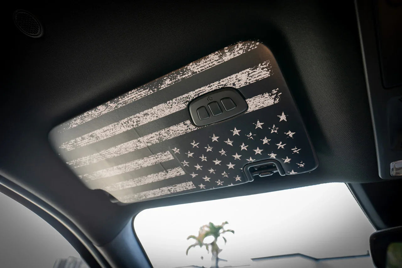 Freedom Series Sun Visor Overlays (Printed Series) - 2024+ Ranger Raptor (with Homelink) - 24RGRVISORFULLFREE-RWBHL-24RGRVISORFULLFREE-BWHL-24RGRVISORFULLFREE-TBLHL-24RGRVISORFULLFREE-TRLHL-24RGRVISORFULLFREE-TGLHL-  DRIVEN - 2