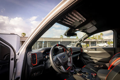 Freedom Series Sun Visor Overlays (Printed Series) - 2024+ Ranger Raptor (with Homelink) - 24RGRVISORFULLFREE-RWBHL-24RGRVISORFULLFREE-BWHL-24RGRVISORFULLFREE-TBLHL-24RGRVISORFULLFREE-TRLHL-24RGRVISORFULLFREE-TGLHL-  DRIVEN - 1