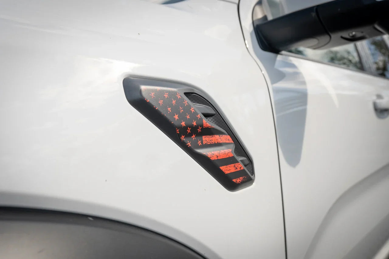 American Flag Fender Vent Overlays - 2024+ Ranger Raptor - 24RANGERRW-FENFL-BW-24RANGERRW-FENFL-CODE-  DRIVEN - 6