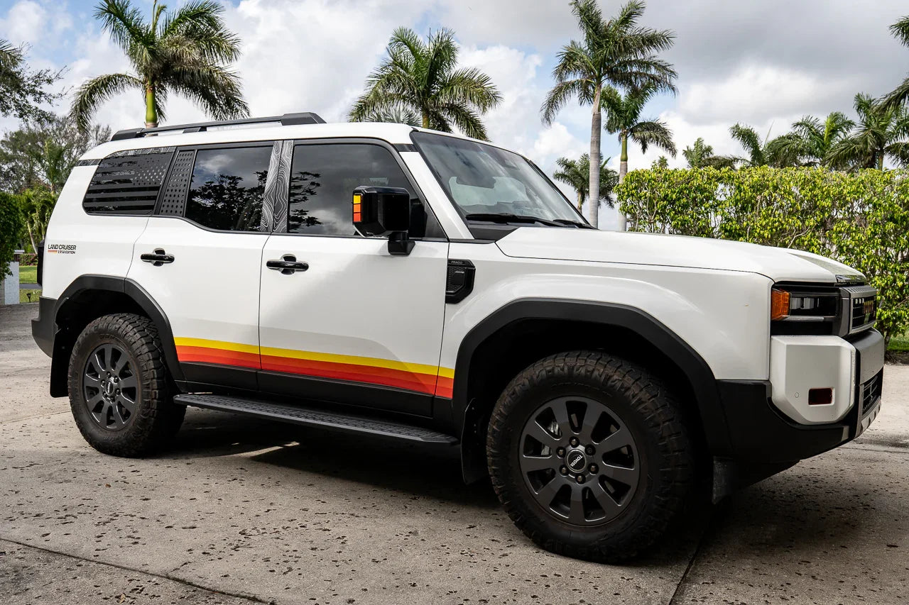 Heritage Retro TRD Style Mirror Stripes - 2024+ Land Cruiser / GX 550 - 24LCMR-TRD-M-24LCMR-TRD-G-24LCMR-TPBL-M-24LCMR-TPBL-G-24LCMR-TP-G-  DRIVEN - 4