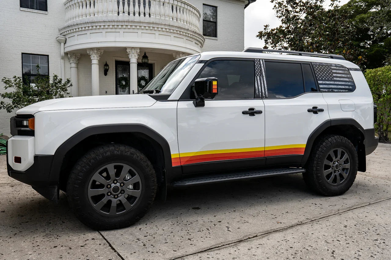 Heritage Retro TRD Style Mirror Stripes - 2024+ Land Cruiser / GX 550 - 24LCMR-TRD-M-24LCMR-TRD-G-24LCMR-TPBL-M-24LCMR-TPBL-G-24LCMR-TP-G-  DRIVEN - 2