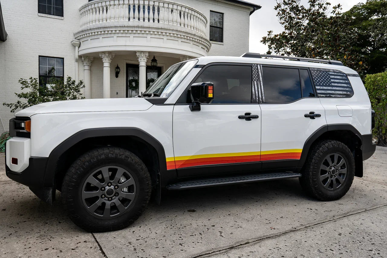 Heritage Retro TRD Style Mirror Stripes - 2024+ Land Cruiser / GX 550 - 24LCMR-TRD-M-24LCMR-TRD-G-24LCMR-TPBL-M-24LCMR-TPBL-G-24LCMR-TP-G-  DRIVEN - 6