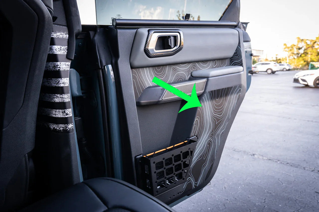 Topo Rear Interior Lower Door Card Insert Overlays (Printed Series) - 2021+ Bronco 4 Door - 21BRNINTDRLW-TPAMBL-21BRNINTDRLW-TPA51L-21BRNINTDRLW-TPAZL-21BRNINTDRLW-TPCGL-21BRNINTDRLW-TPCBNL-  DRIVEN - 1
