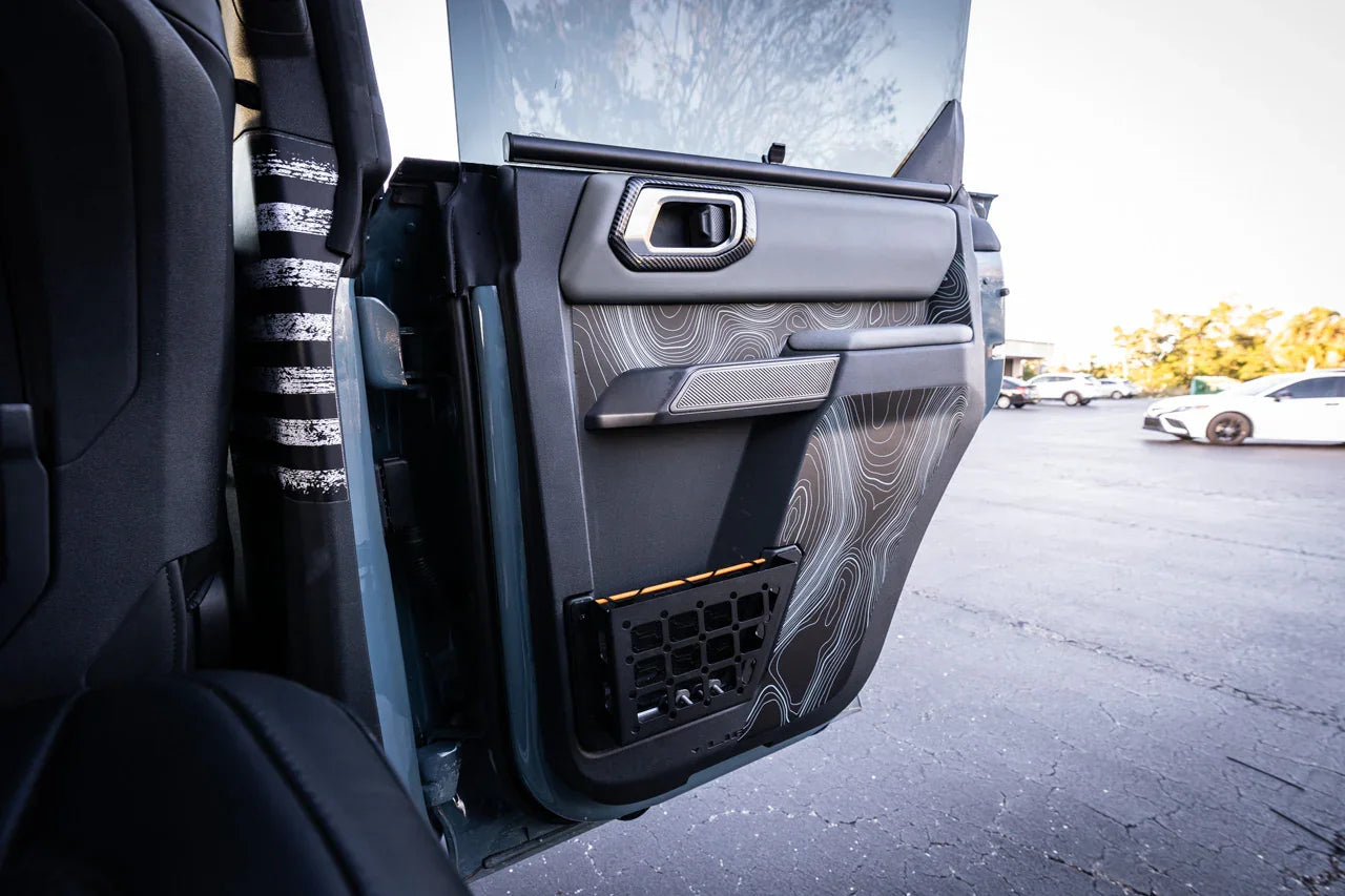 Topo Rear Interior Lower Door Card Insert Overlays (Printed Series) - 2021+ Bronco 4 Door - 21BRNINTDRLW-TPAMBL-21BRNINTDRLW-TPA51L-21BRNINTDRLW-TPAZL-21BRNINTDRLW-TPCGL-21BRNINTDRLW-TPCBNL-  DRIVEN - 4