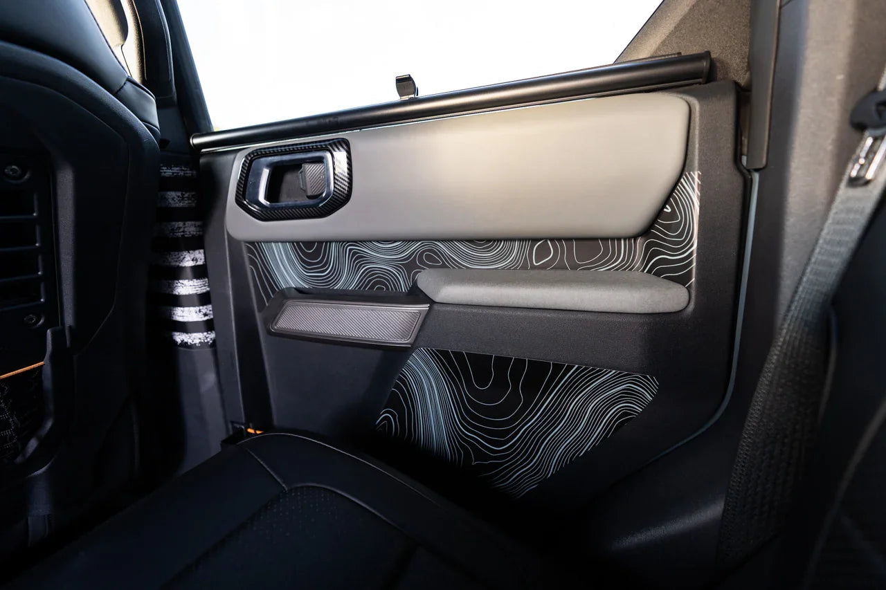 Topo Rear Interior Lower Door Card Insert Overlays (Printed Series) - 2021+ Bronco 4 Door - 21BRNINTDRLW-TPAMBL-21BRNINTDRLW-TPA51L-21BRNINTDRLW-TPAZL-21BRNINTDRLW-TPCGL-21BRNINTDRLW-TPCBNL-  DRIVEN - 5