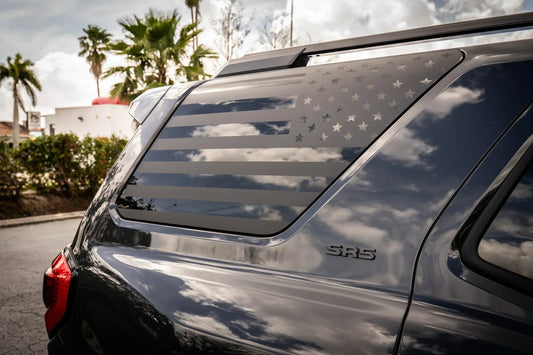 American Flag Rear Window Overlays - 2021+ Bronco 4 Door - 21BRONCOFLAGRW-MB-21BRONCOFLAGRW-GB-21BRONCOFLAGRW-GD-21BRONCOFLAGRW-RD-21BRONCOFLAGRW-WH-  DRIVEN - 2