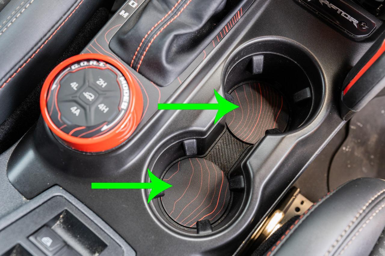 Topo Cup Holder Inserts (Printed Series + Acrylic) - 2021+ Bronco - 21BRNCPHLDRINS-TPAMBL-21BRNCPHLDRINS-TPA51L-21BRNCPHLDRINS-TPAZL-21BRNCPHLDRINS-TPCGL-21BRNCPHLDRINS-TPCBNL-  DRIVEN - 1