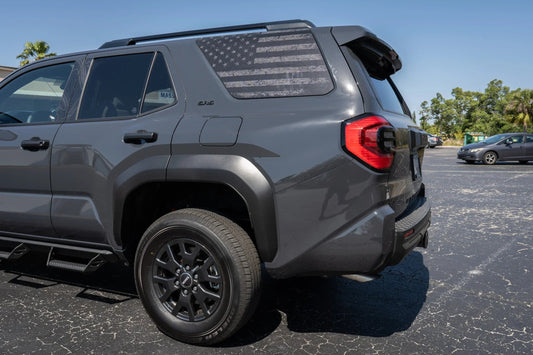 American Flag Rear Window Overlays V2 (Perforated) - 2025+ 4Runner - 25RUNWINPERF-DAF-CG-25RUNWINPERF-DAF-WH-25RUNWINPERF-DAF-TBL-25RUNWINPERF-DAF-TRL-25RUNWINPERF-DAF-TGL-  DRIVEN - 1