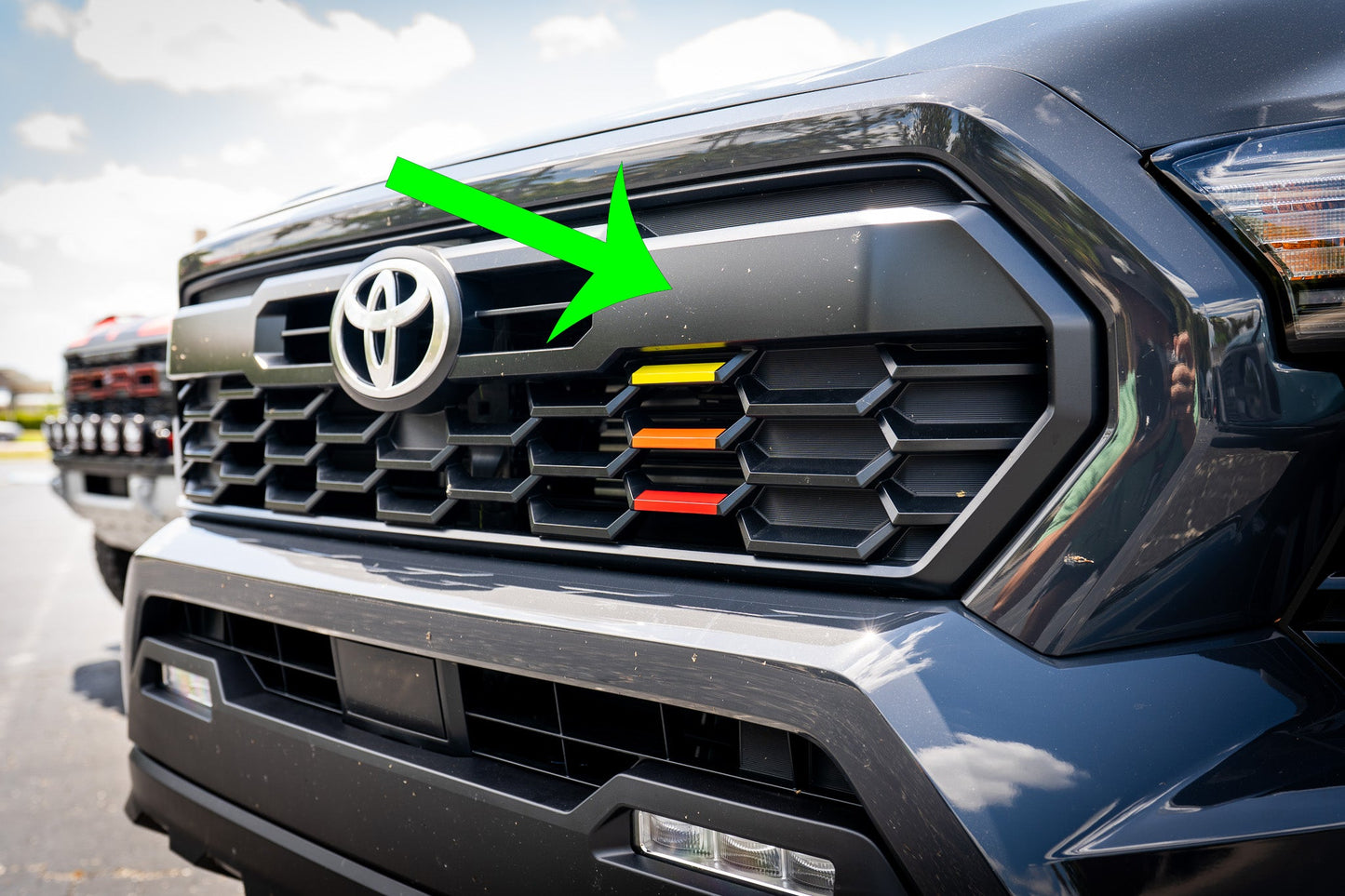 StickerFab Tri Color TRD Style Grille Emblem Version 2- 2024+ Tacoma / 2025+ 4Runner - 254SR5TRIBAR-ORANGE-254SR5TRIBAR-ORANGETP-sku-51541991063871-254SR5TRIBAR-SURFTP-  DRIVEN - 6