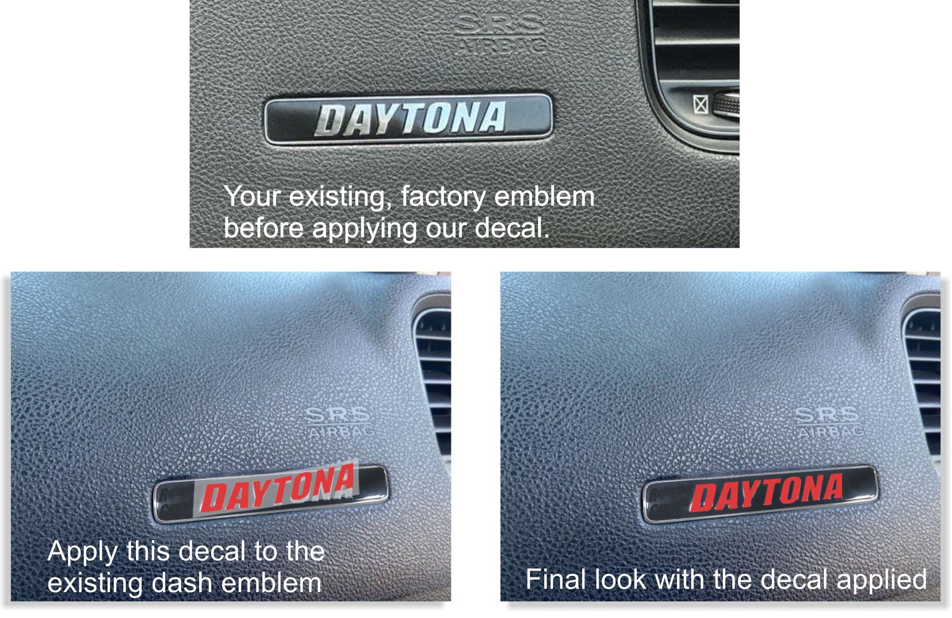 DAYTONA Dash Plaque Emblem Lettering Overlay Decal - 17-23 Charger - sku-44542914756795-sku-44542914789563-sku-44542914822331-sku-44542914855099-sku-44542914887867-  DRIVEN - 2