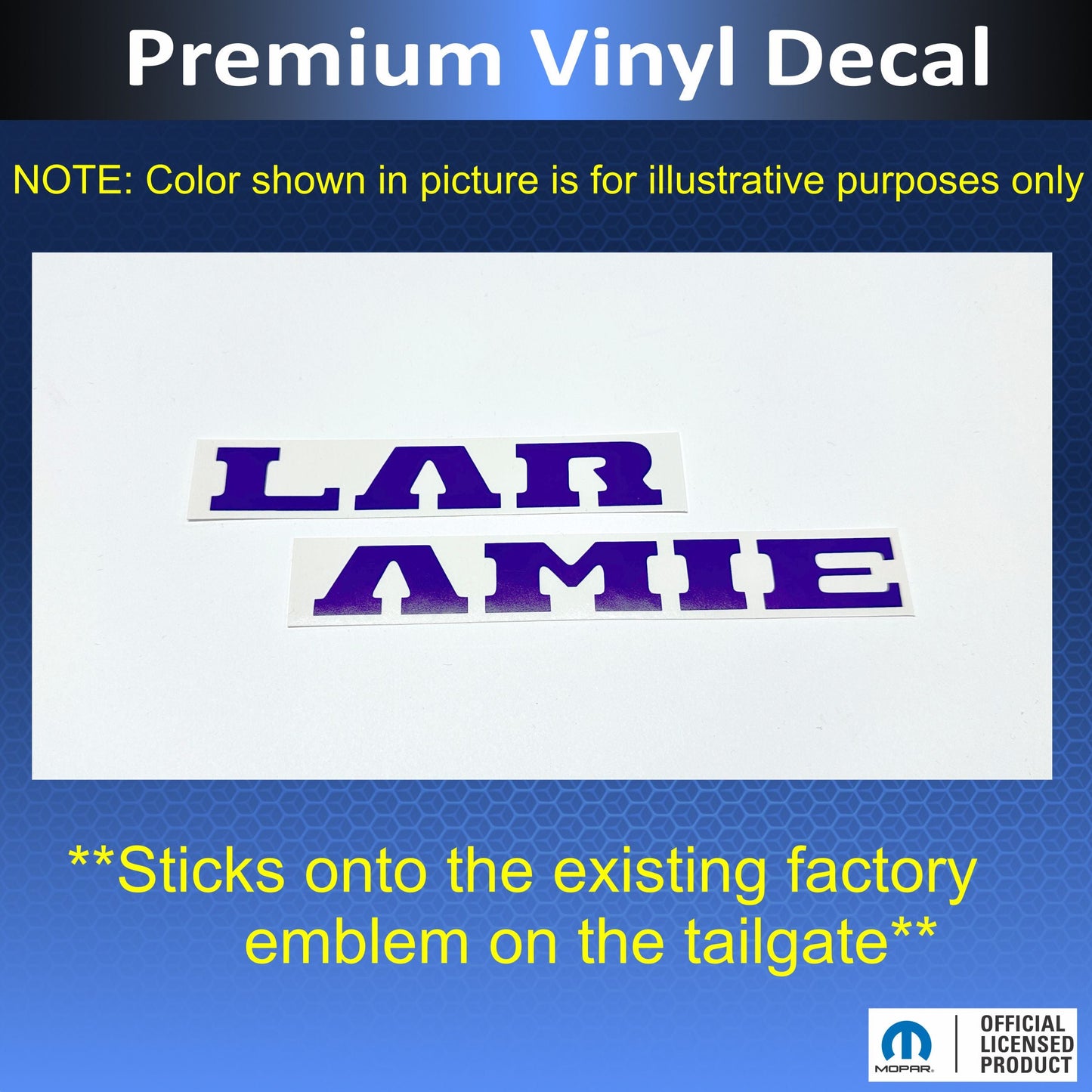 LARAMIE Tailgate Emblem Inlay Decal - 2019-2026 Ram Laramie 2500 3500 - sku-44268745130171-sku-44268745162939-sku-44268745195707-sku-44268745228475-sku-44268745261243-  DRIVEN - 3