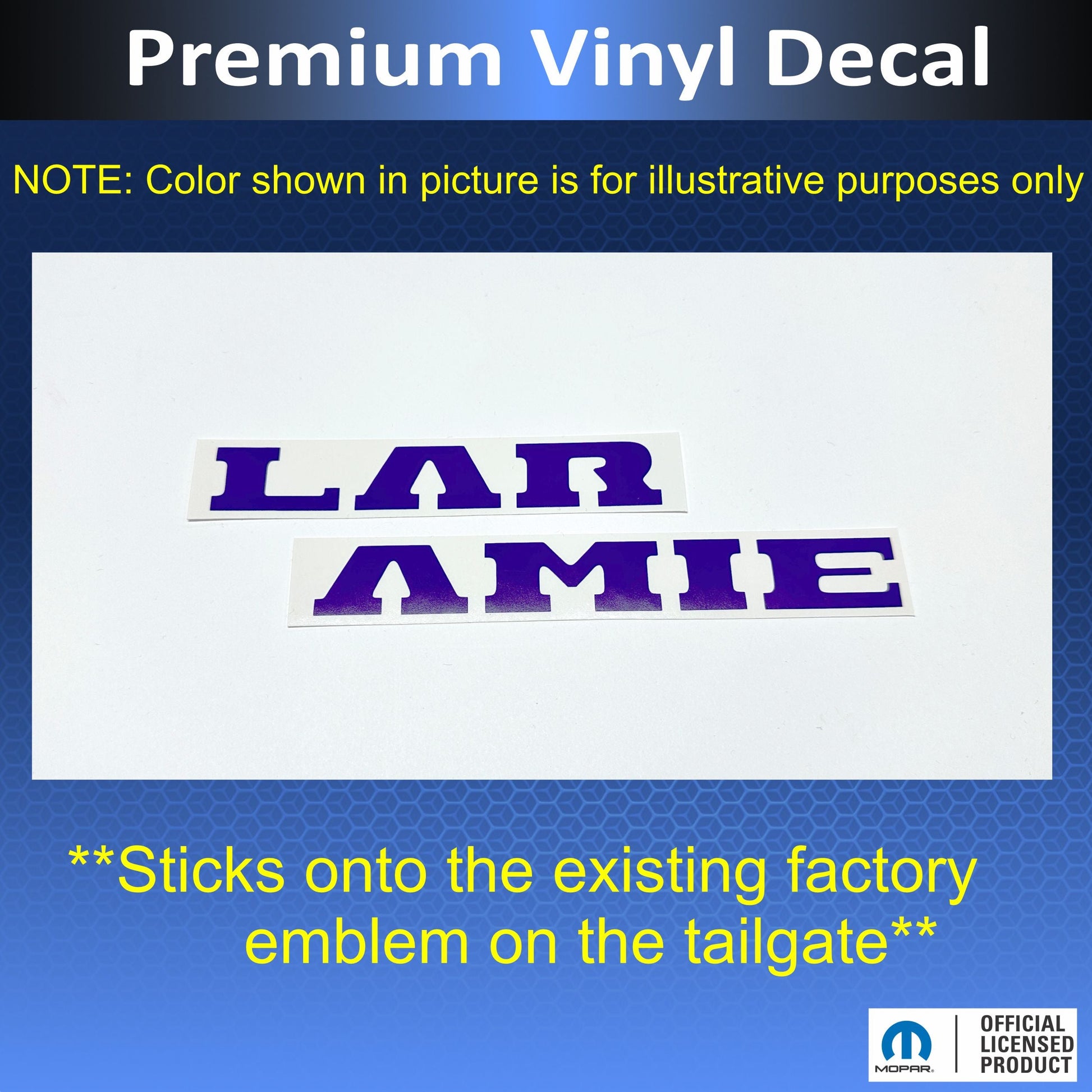LARAMIE Tailgate Emblem Inlay Decal - 2019-2026 Ram Laramie 2500 3500 - sku-44268745130171-sku-44268745162939-sku-44268745195707-sku-44268745228475-sku-44268745261243-  DRIVEN - 3