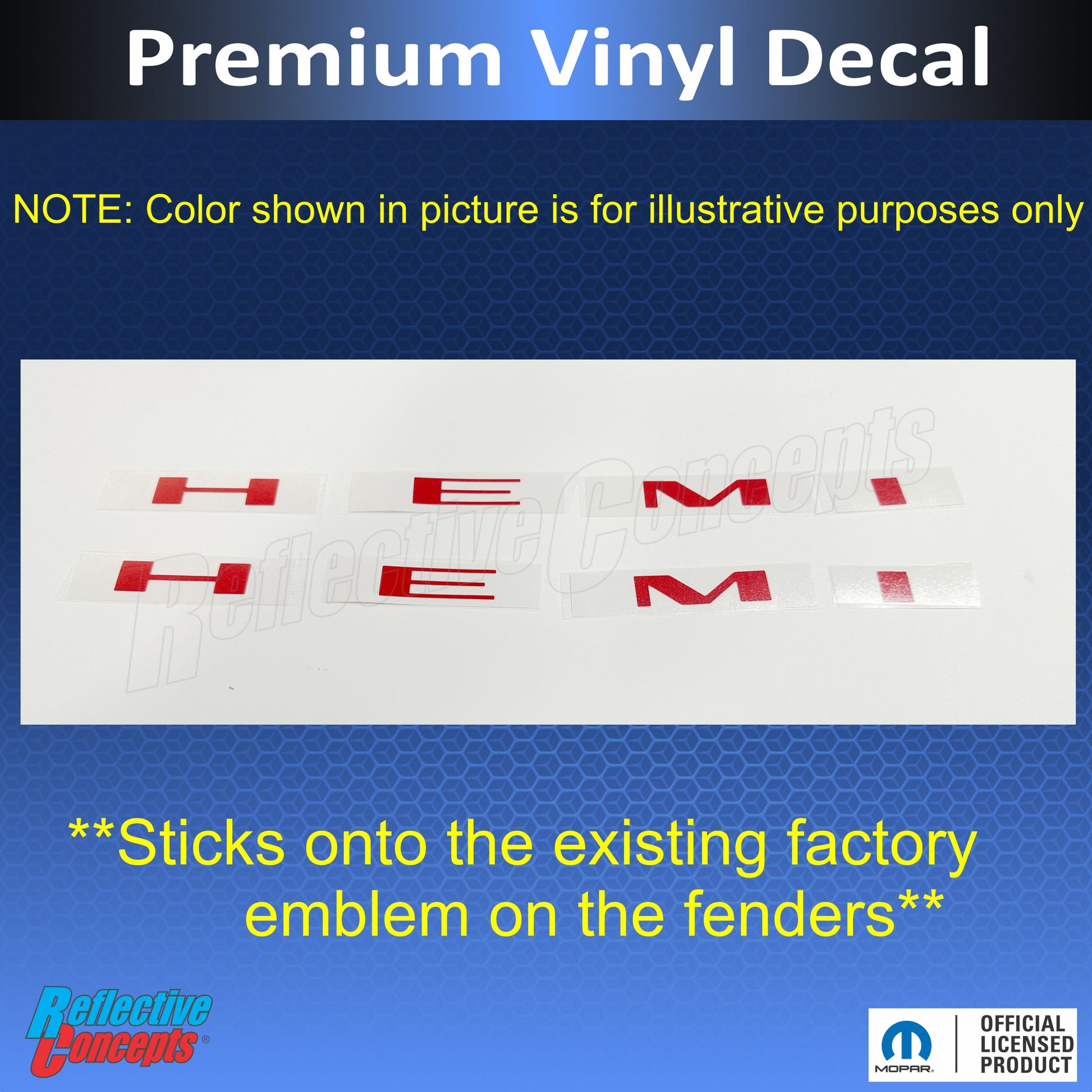 Hemi Emblem Overlay Decals (pair) - 2020-2022 Challenger RT - sku-44811571232955-sku-44811571265723-sku-44811571298491-sku-44811571331259-sku-44811571364027-  DRIVEN - 3