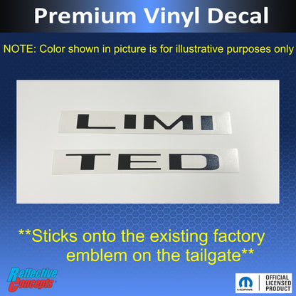 LIMITED Tailgate Emblem Overlay Decal - 2019-2026 Ram Limited 1500 - sku-42869684273339-sku-42869684306107-sku-42869684338875-sku-42869684371643-sku-42869684404411-  DRIVEN - 3