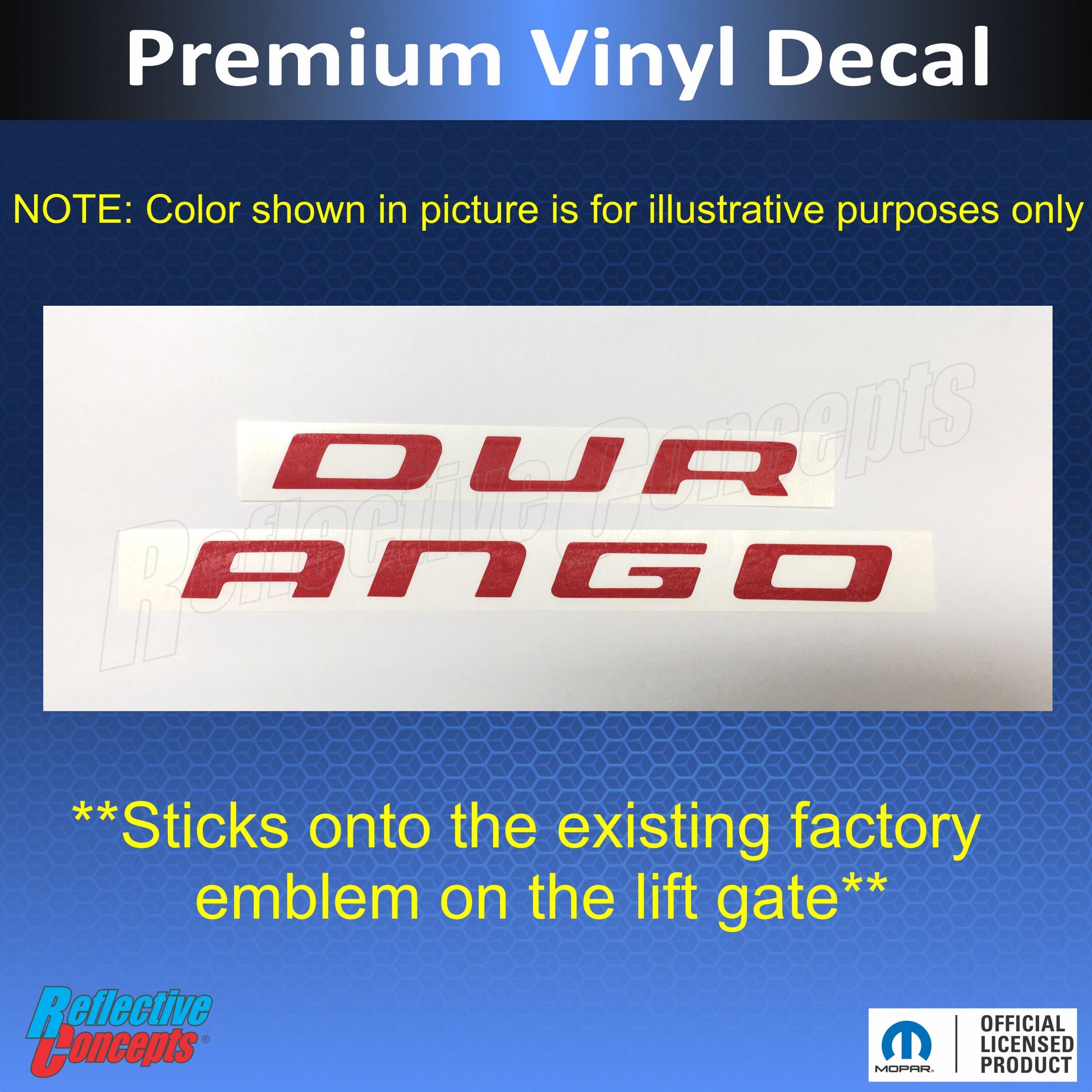 DURANGO Emblem Overlay Decal - 11-26 Durango - Durango1120-B-01-Durango1120-B-02-Durango1120-B-03-Durango1120-B-04-Durango1120-B-05-  DRIVEN - 3