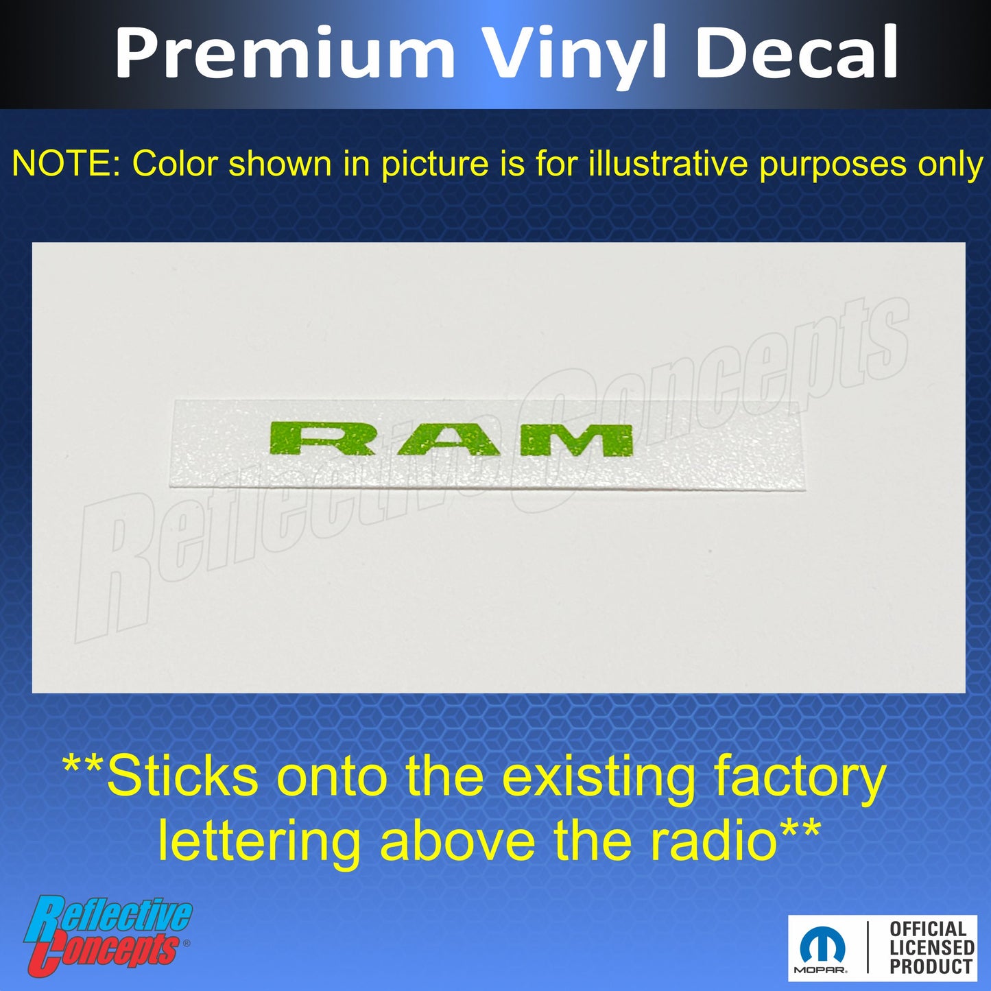 Radio Bezel RAM Overlay Decal  Sticker - 19-26 Ram 1500 - Ram19:Ram-bezel-01-Ram19:Ram-bezel-03-Ram19:Ram-bezel-02-Ram19:Ram-bezel-04-Ram19:Ram-bezel-05-  DRIVEN - 3