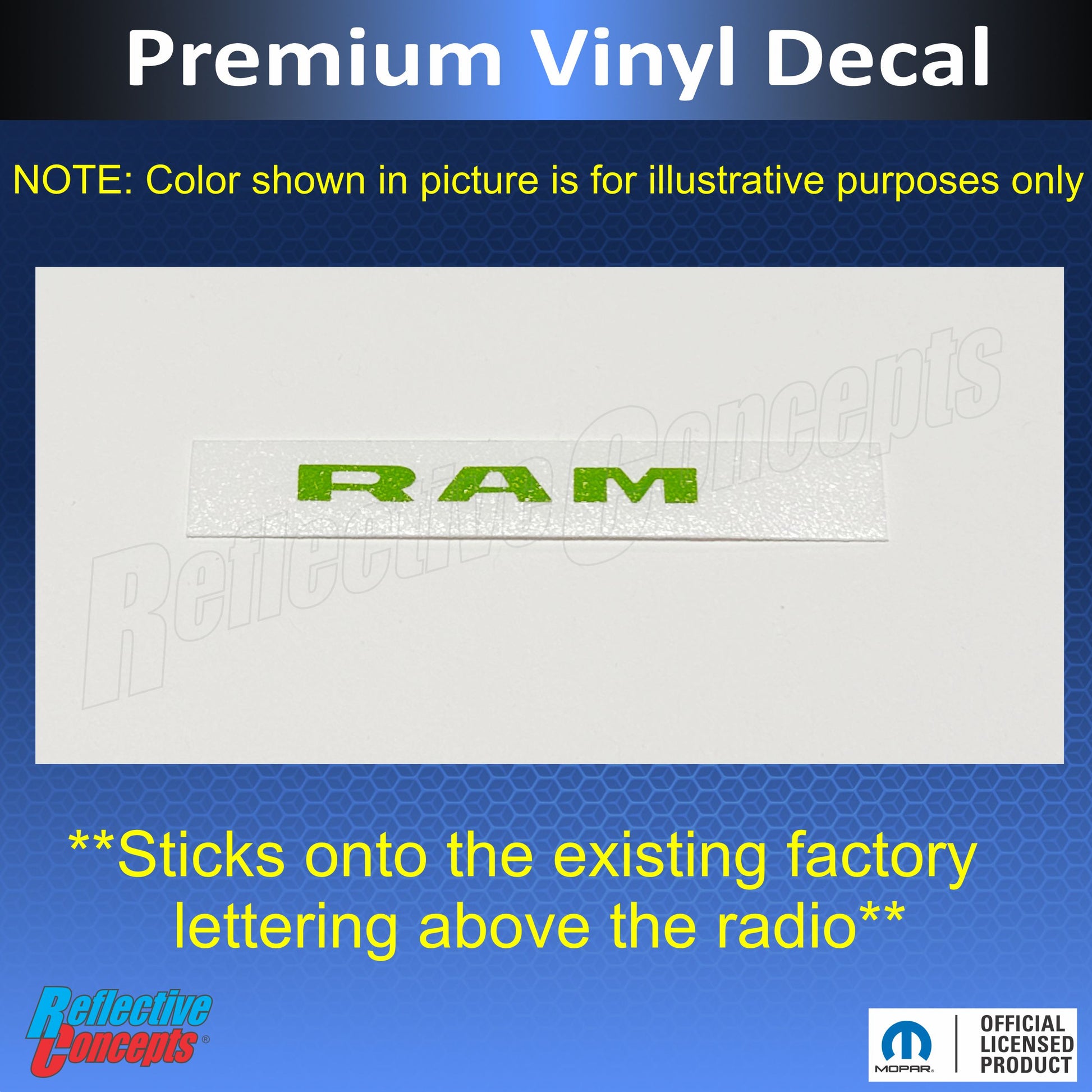 Radio Bezel RAM Overlay Decal  Sticker - 19-26 Ram 1500 - Ram19:Ram-bezel-01-Ram19:Ram-bezel-03-Ram19:Ram-bezel-02-Ram19:Ram-bezel-04-Ram19:Ram-bezel-05-  DRIVEN - 3