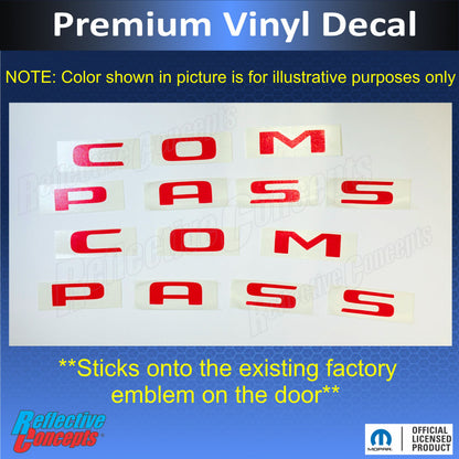 COMPASS Door Emblem Overlay Decals   - 2018-2026 Jeep Compass - sku-44826096763067-sku-44826096795835-sku-44826096828603-sku-44826096861371-sku-44826096894139-  DRIVEN - 3