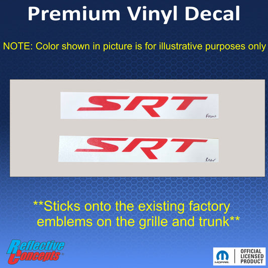 SRT Front and Rear Badge Overlay Decals - 2015-2018 Dodge Challenger SRT 392 - sku-43390624858299-sku-43390624891067-sku-43390624923835-sku-43390624956603-sku-43390624989371-  DRIVEN - 2