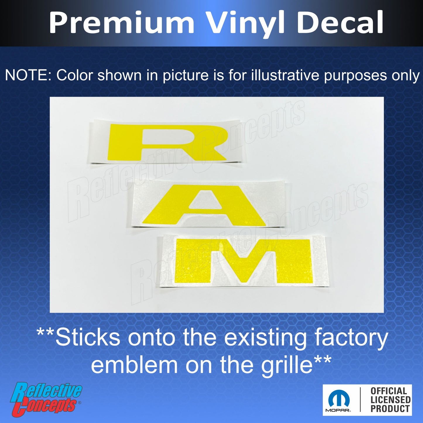 RAM Grille Emblem Overlay Decal   - 2019-2024 Ram 1500 - sku-43596718014651-sku-43596718047419-sku-43596718080187-sku-43596718112955-sku-43596718145723-  DRIVEN - 3