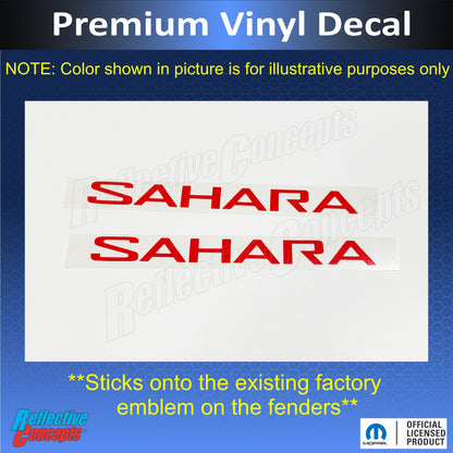 SAHARA Fender Emblem Overlay Decals  - 2018-2024 Wrangler JL Sahara - JeepWrangler18:Sahara-B-01-JeepWrangler18:Sahara-B-02-JeepWrangler18:Sahara-B-03-JeepWrangler18:Sahara-B-04-JeepWrangler18:Sahara-B-05-  DRIVEN - 2