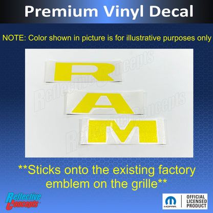 RAM Grille Emblem Overlay Decal   - 2019-2024 Ram 2500 3500 - Ram19:2500:Ram-F-01-Ram19:2500:Ram-F-03-Ram19:2500:Ram-F-02-Ram19:2500:Ram-F-04-Ram19:2500:Ram-F-05-  DRIVEN - 3