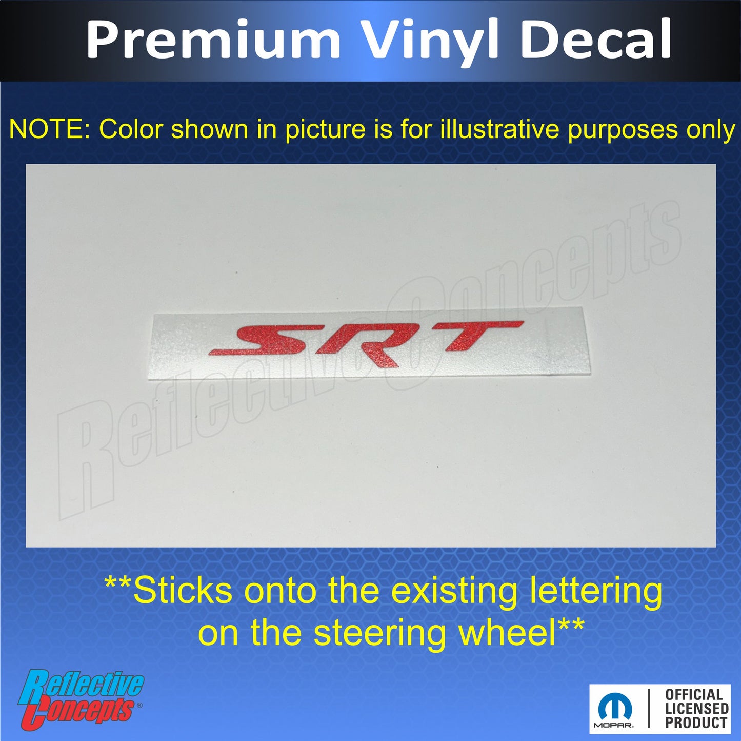 SRT Steering Wheel Emblem Overlay Decal   - 15-23 Charger SRT - SRT-SWO:Charger-01-SRT-SWO:Charger-03-SRT-SWO:Charger-02-SRT-SWO:Charger-04-SRT-SWO:Charger-05-  DRIVEN - 3