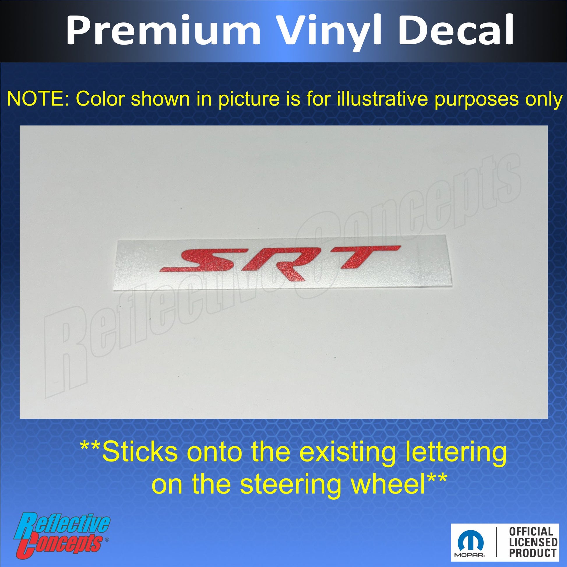 SRT Steering Wheel Emblem Overlay Decal   - 15-23 Charger SRT - SRT-SWO:Charger-01-SRT-SWO:Charger-03-SRT-SWO:Charger-02-SRT-SWO:Charger-04-SRT-SWO:Charger-05-  DRIVEN - 3