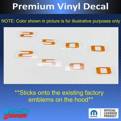 2500 Hood Emblem Number Overlay Decals - 2019 -2026 Ram 2500 - Ram19:2500-B-01-Ram19:2500-B-03-Ram19:2500-B-02-Ram19:2500-B-04-Ram19:2500-B-05-  DRIVEN - 3