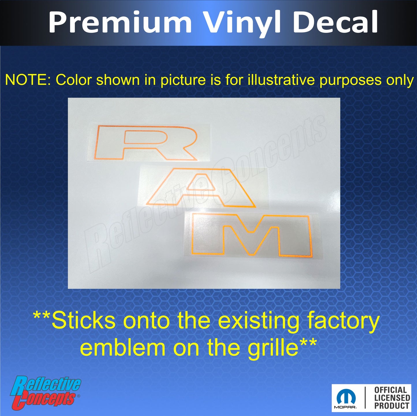 RHO RAM Grille Emblem Overlay Decal - 2025-2026 Ram 1500 RHO - sku-46952364802235-sku-46952364835003-sku-46952364867771-sku-46952364900539-sku-46952364933307-  DRIVEN - 3