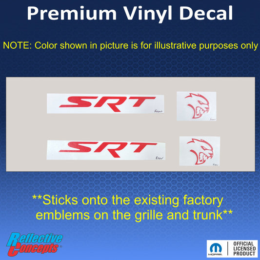 SRT Front and Rear Emblem Overlay Decals - 18-23 Challenger SRT Hellcat - sku-44665709134011-sku-44665709166779-sku-44665709199547-sku-44665709232315-sku-44665709265083-  DRIVEN - 2