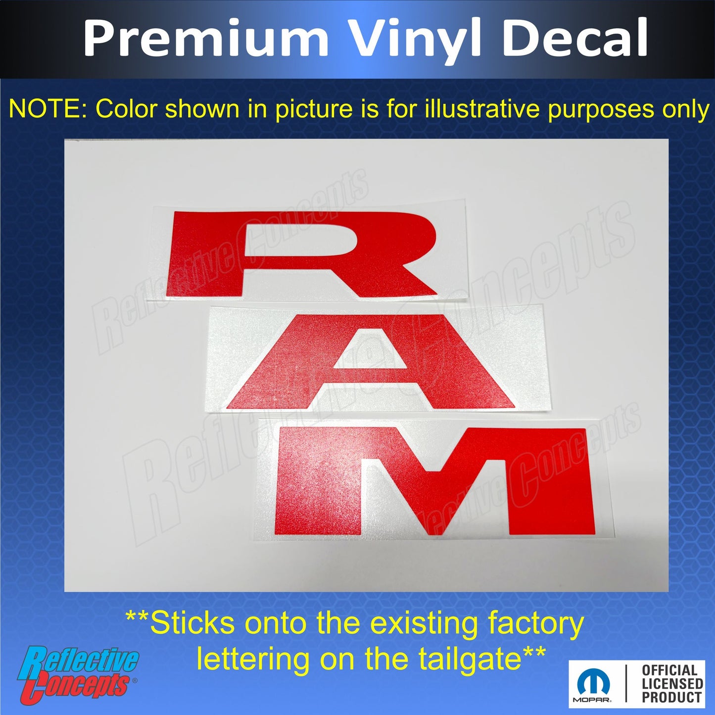 RAM Tailgate Emblem Overlay Decal   - 2021-2024 Ram TRX - sku-44717204439227-sku-44717204471995-sku-44717204504763-sku-44717204537531-sku-44717204570299-  DRIVEN - 3
