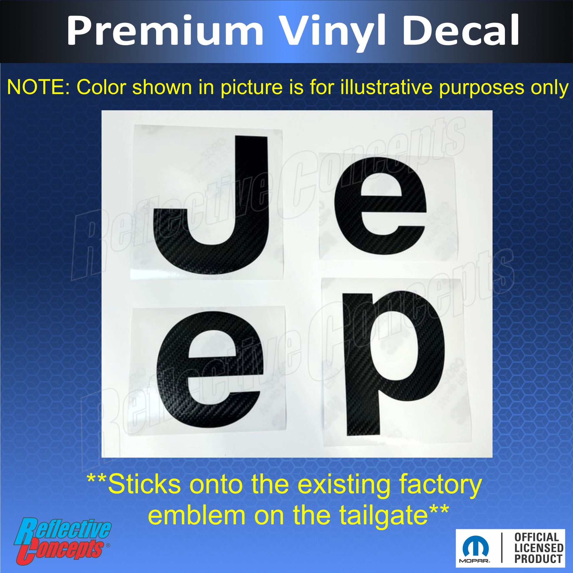 Tailgate JEEP Emblem Overlay Decals  - 2020-2025 Gladiator - Gladiator:Jeep-R-01-Gladiator:Jeep-R-02-Gladiator:Jeep-R-03-Gladiator:Jeep-R-04-Gladiator:Jeep-R-05-  DRIVEN - 3