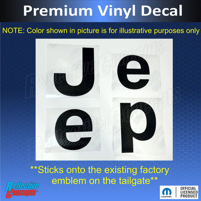 Tailgate JEEP Emblem Overlay Decals  - 2020-2025 Gladiator - Gladiator:Jeep-R-01-Gladiator:Jeep-R-02-Gladiator:Jeep-R-03-Gladiator:Jeep-R-04-Gladiator:Jeep-R-05-  DRIVEN - 3