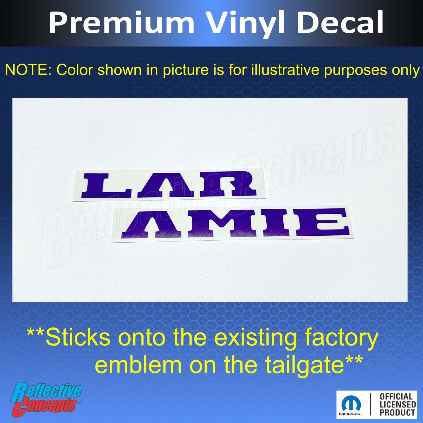 LARAMIE Tailgate Emblem Inlay Decal - 2019-2026 Ram Laramie 1500 - sku-43596721553595-sku-43596721586363-sku-43596721619131-sku-43596721651899-sku-43596721684667-  DRIVEN - 3