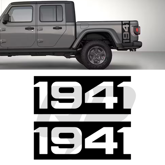 Jeep Gladiator 1941 Bedside Decals - JT 2018+ Heritage Vinyl Graphics (Pair) - sku-51424873808004-sku-51424873840772-sku-51424873873540-sku-51424873906308-sku-51424873939076-  DRIVEN - 1