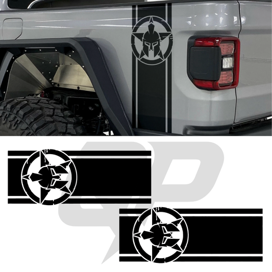 Jeep Gladiator Sparta Stripe Bedside Decals - JT 2018+ Vinyl Graphics (Pair) - sku-51424879509636-sku-51424879542404-sku-51424879575172-sku-51424879607940-sku-51424879640708-  DRIVEN - 1