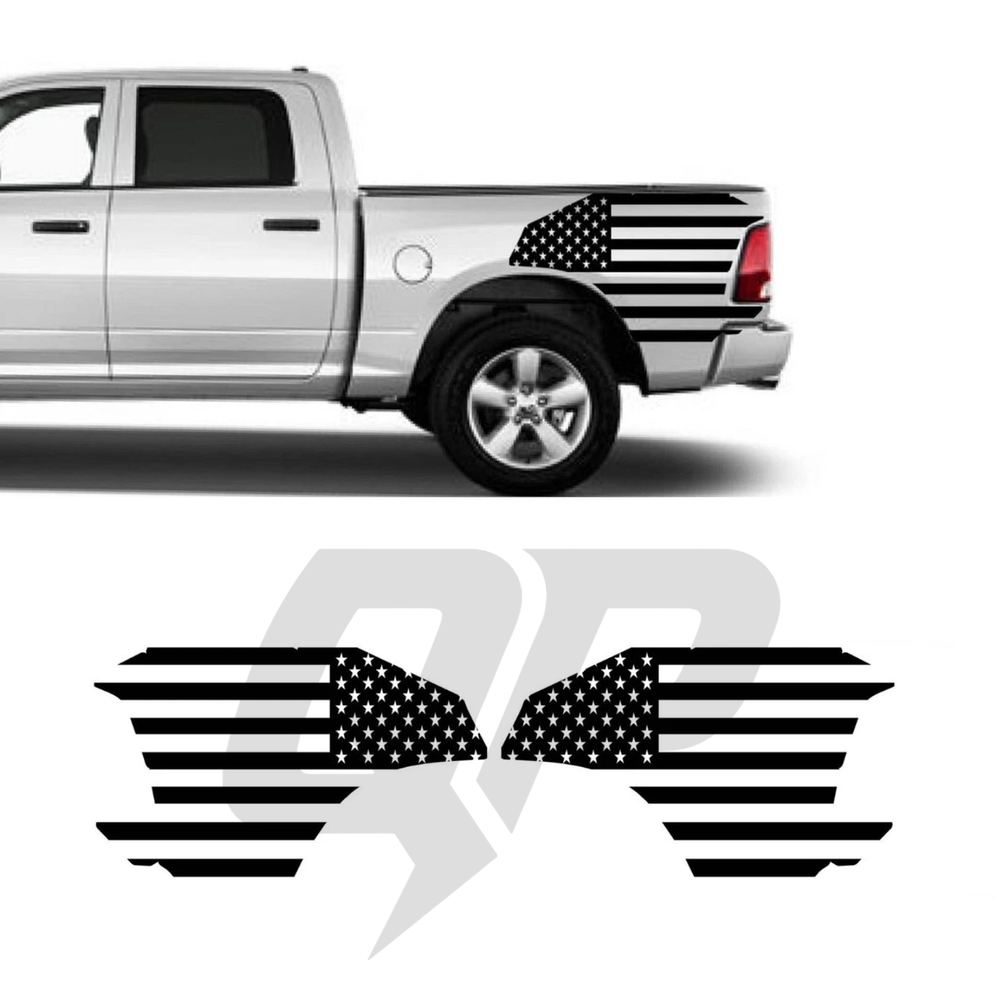 Dodge Ram USA Flag Rear Fender Side Graphics Kit - Premium Vinyl - sku-51437779714180-sku-51437779746948-sku-51437779779716-sku-51437779812484-sku-51437779845252-  DRIVEN - 1