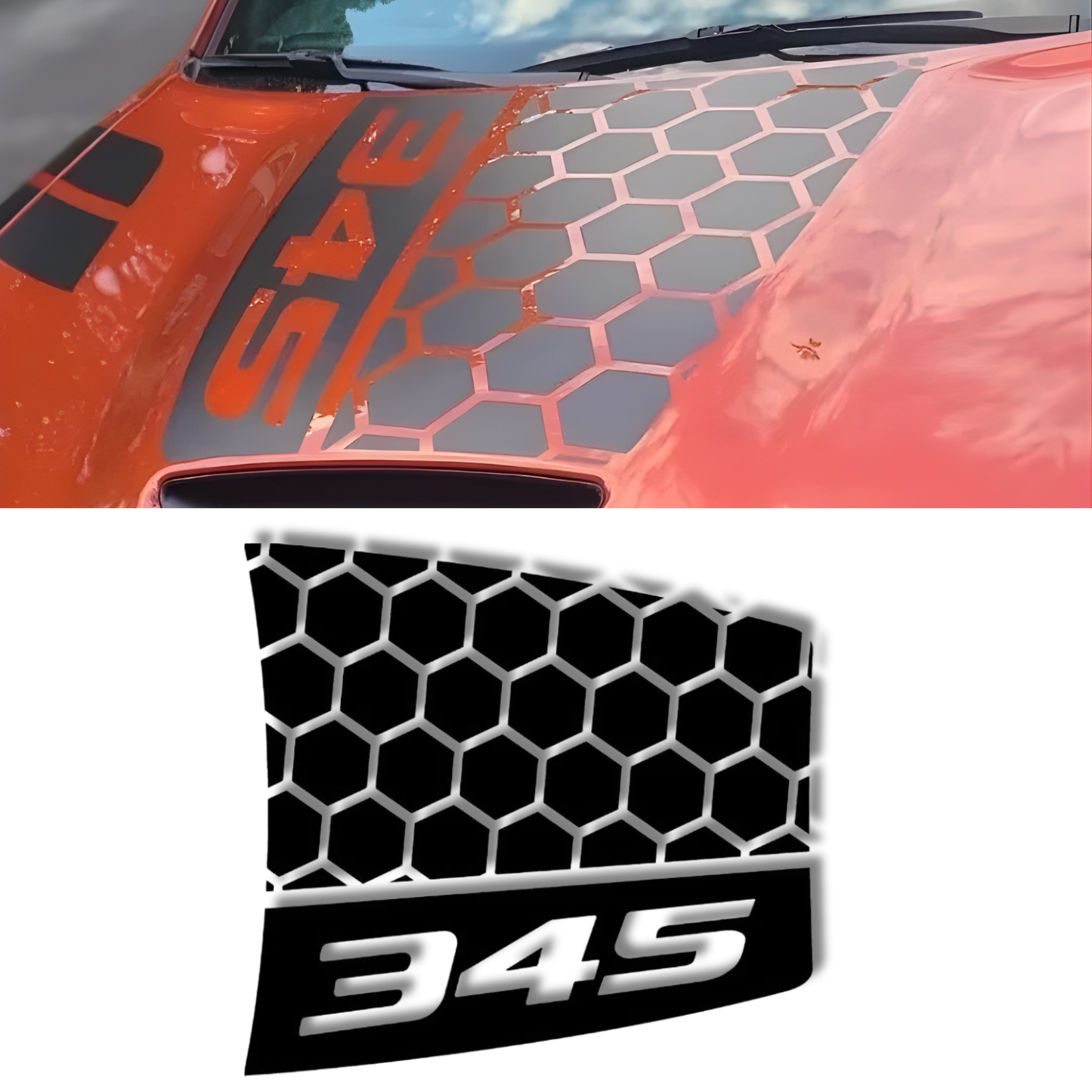 Honeycomb Hood Decal Compatible with Dodge Charger 345 - sku-51438249181316-sku-51438249214084-sku-51438249246852-sku-51438249279620-sku-51438249312388-  DRIVEN - 1
